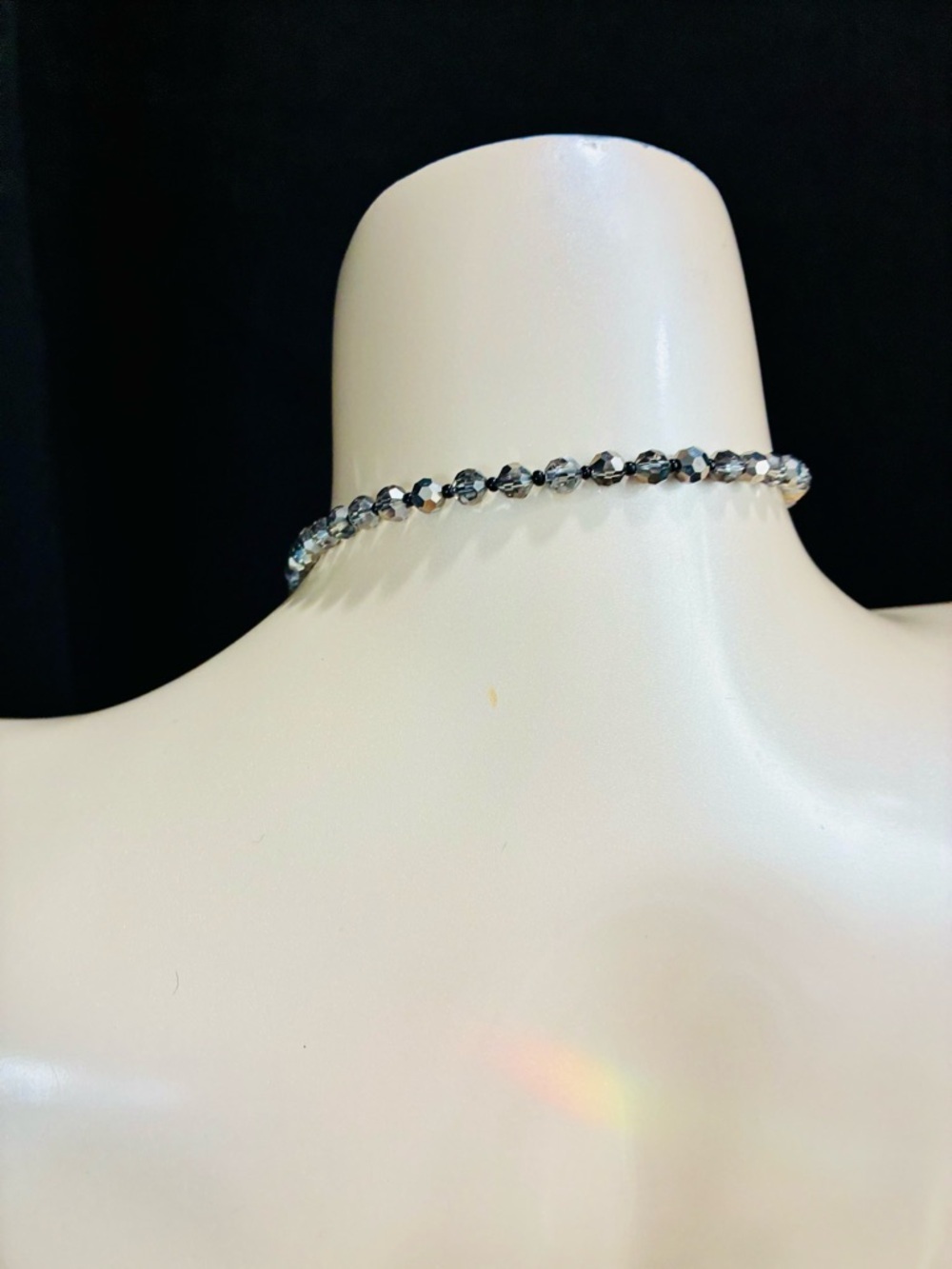 Murano Black and Silver Bead Necklace with Silver Tassel - Picture 7 of 13
